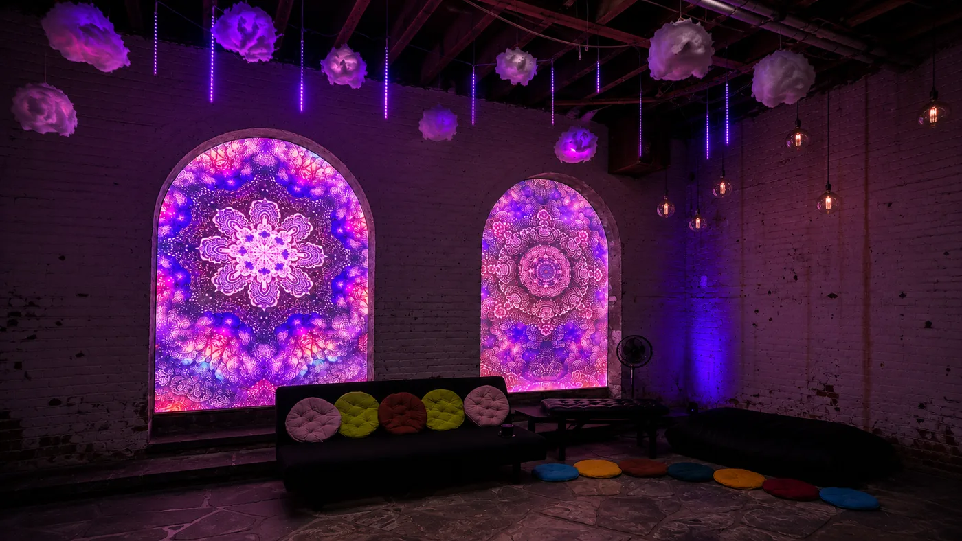 Immersive projection-mapped gallery environment