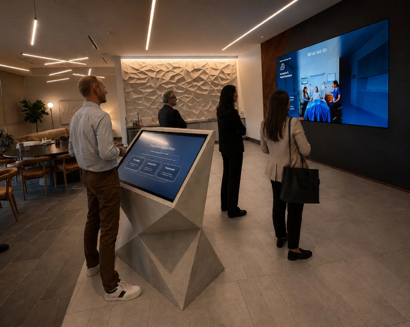 WellSky interactive kiosk and feature wall