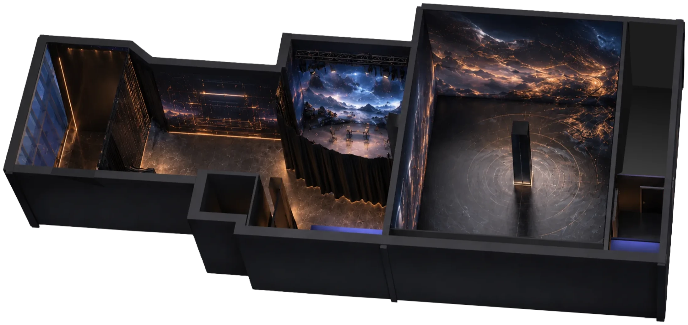 The Lab — aerial render of the multi-floor AI experience space