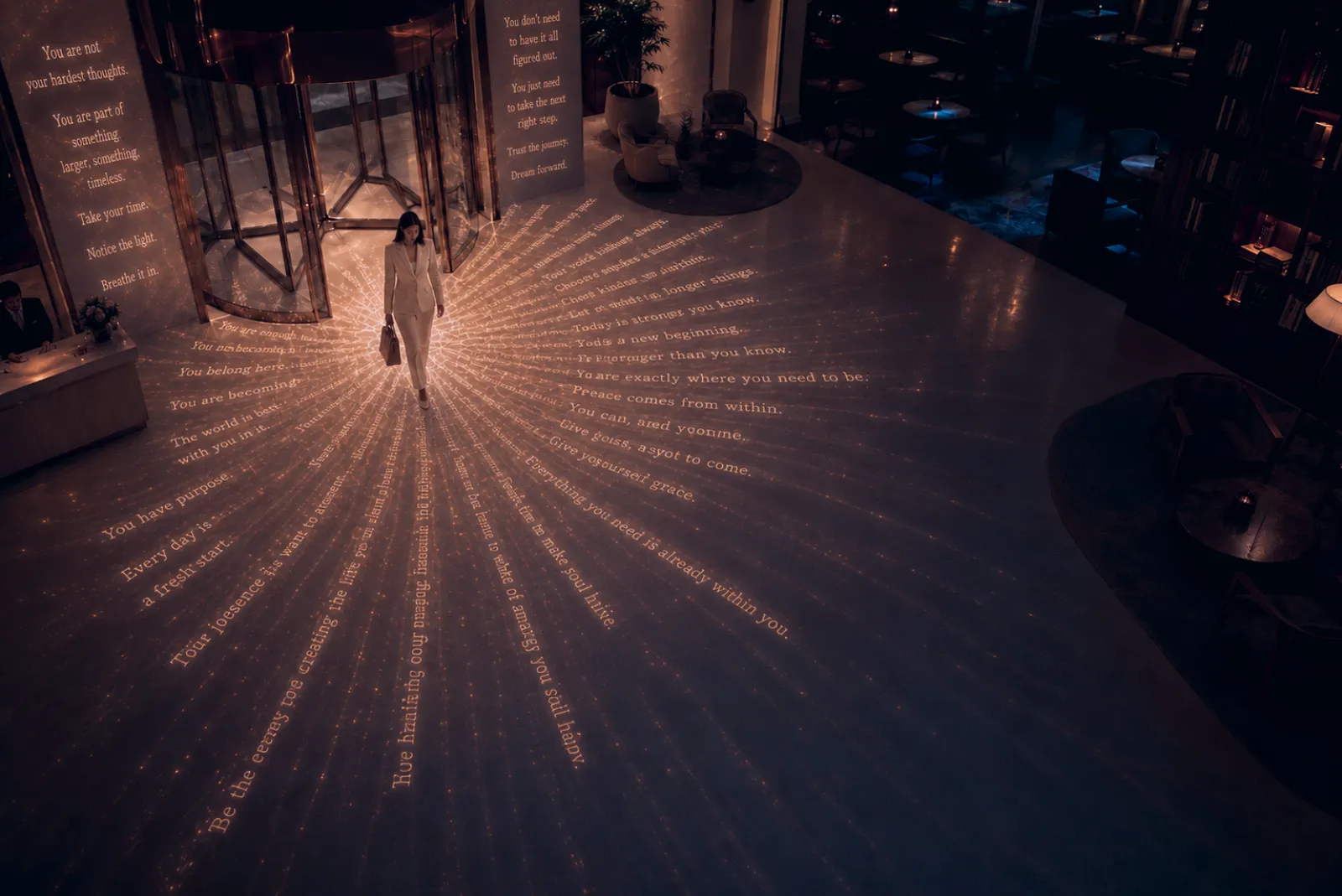 Lobby affirmation floor projection